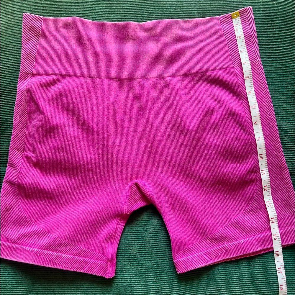 JoyLab Ribbed High-Waisted Biker Shorts – Pink, Size XL - Picture 3 of 5